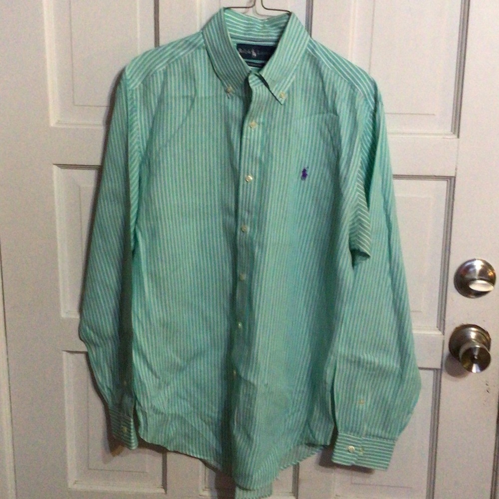 Ralph Lauren Classic Fit Men's Green Striped Shirt